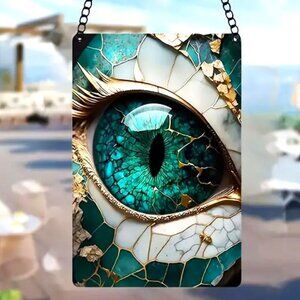 Green Eye Suncatcher Mythical Fantasy Hanging Creature Colorful In/Outdoor